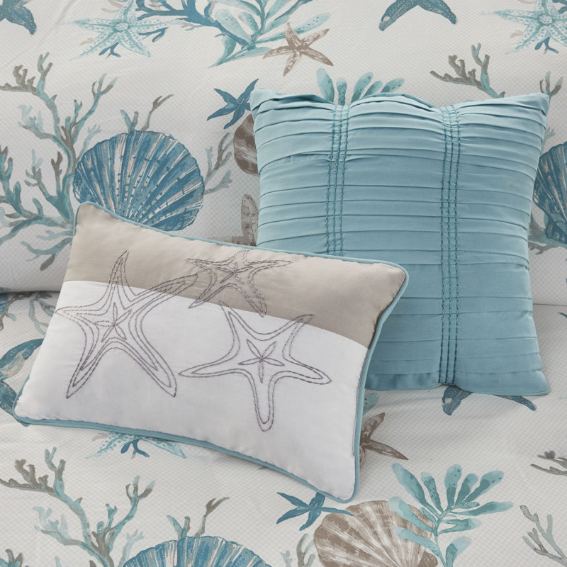 Madison Park Pebble Beach 6 Piece Cotton Sateen Coastal Duvet